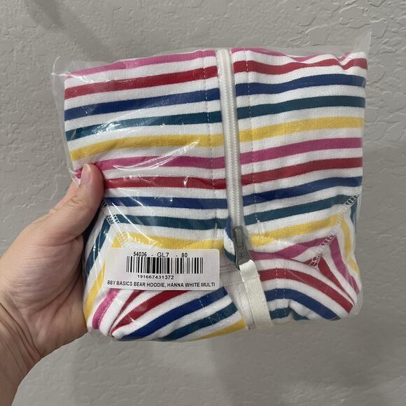 NWT Hanna Andersson Rainbow Stripe Bear Ear Hoodie Jacket - Picture 5 of 6